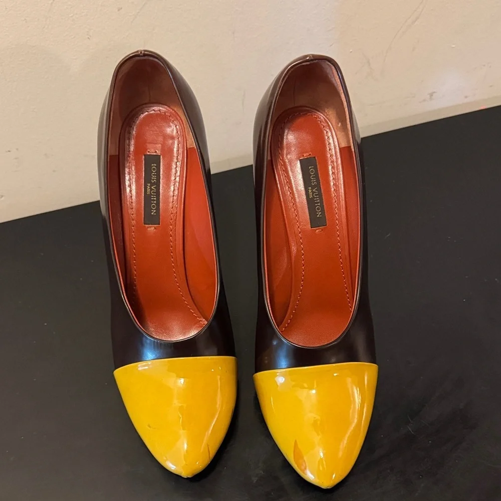 Louis Vuitton Two-Tone Brown and Yellow Heels